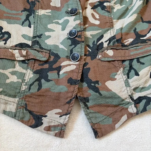 Free People Camo Army Cotton Fitted Blazer Jacket - Picture 8 of 15